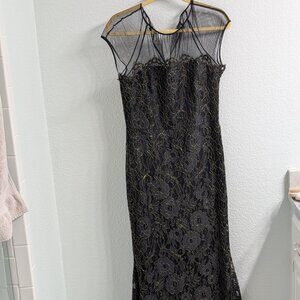 Eliza J  metallic floral embroidery gown